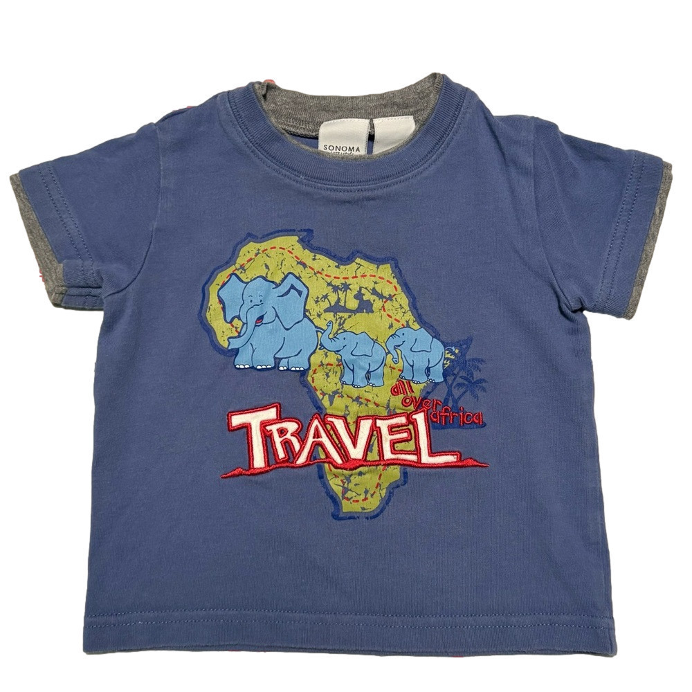 Vintage Kids Sonoma Africa Elephant Safari Travel T-Shirt Tee Size 12 Months